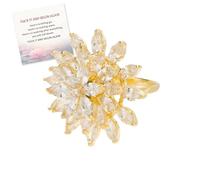 Fuck It and Begin Again-Rotating Snow Lotus Open Ring, Letting Go Rotating Zircon Snowflake Ring, Adjustable Inspirational Ring Personality Jewelry for Women (Gold)