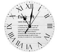 Fuck It Definition PVC Wall Clock Spiritual Quotes Frameless Clocks Roman Numerals Clock Typography Wall Art 12in Silent Non-Ticking Round Wall Clock for Kitchen Home Office Bedroom Living Room