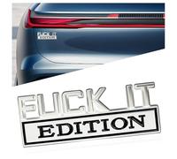 Fuck IT Edition Emblem,3D Zinc Alloy Car Exterior Emblems Badge Sticker Decal,Rebel Edition Metal Car Emblem,Car Fender Bumper Stickers,Car Emblems and Badges for Car Truck SUV (SilverBlack)