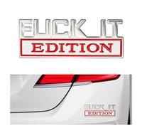 Fuck IT Edition Emblem,Car Exterior Emblems Badge 3D Sticker Decal,Auto Fender Bumper Stickers,3D Zinc Alloy Edition Car Emblem,Vehicle Emblems and Badges for Cars Trucks SUVs (SilverRed)