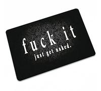Fuck It Just Get Naked Entrance Floor Mat Indoor Doormat, Inside Or Outside Entryway Front Door Welcome Mat, Shoe Scraper Mat Porch, 27.5 X 47.2 Inches, Black and White