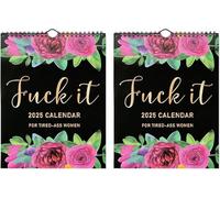 Fuck It Wall Calendar 2025, Funny Novelty Monthly Planner Calendar with Hanging Hook for Tired-Ass Women, Twin Wire Spiral Binding Thick Pape Sweary Calendar for Home Office (2PCS)