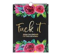 Fuck It Wall Calendar 2026, Funny Novelty Monthly Planner Calendar with Hanging Hook for Tired-Ass Women, Twin Wire Spiral Binding Thick Pape Sweary Calendar for Home Office Academic