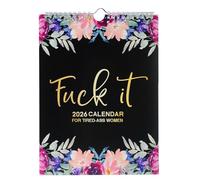 Fuck It Wall Calendar 2026, Funny Novelty Monthly Planner Calendar with Hanging Hook for Tired-Ass Women, Twin Wire Spiral Binding Thick Pape Sweary Calendar for Home Office Academic
