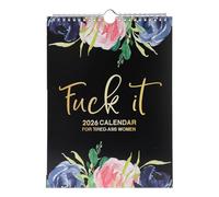 Fuck It Wall Calendar 2026, Funny Novelty Monthly Planner Calendar with Hanging Hook for Tired-Ass Women, Twin Wire Spiral Binding Thick Pape Sweary Calendar for Home Office Academic