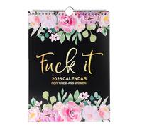 Fuck It Wall Calendar 2026, Funny Novelty Monthly Planner Calendar with Hanging Hook for Tired-Ass Women, Twin Wire Spiral Binding Thick Pape Sweary Calendar for Home Office Academic