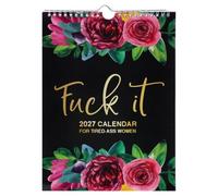 Fuck It Wall Calendar 2027 with Hanging Hook for Tired-Ass Women | Funny novelty monthly planner, twin wire spiral binding thick pape sweary calendar for home office academic