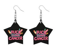 Fuck Lung Cancer Artistic Wooden Earrings Pendant Vintage Earring Hooks Trendy Vacation Dangle Boho Eardrop Circular