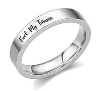 Fuck My Trauma Circle Fuck Trauma Stackable Stainless Steel Fuck My Trauma Inspirational Fuck Trauma Friendship Jewelry Gifts for Self Women Sisters