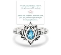 FUCK MY TRAUMA LOTUS RING, 925 Sterling Silver FCK MY TRAUMA LOTUS RING, Lotus Flower High Polish Tarnish Resistant Zircon Inlaid Inspirational Ring, Jewelry Gifts for Women Sisters (Blue, 8)