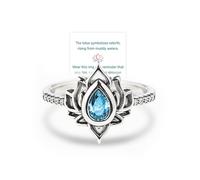 Fuck My Trauma Lotus Ring, 925 Sterling Silver No Mud No Lotus Ring, Unique Lotus Ring Reminds You to Let Go of Your Trauma in a Playful Way, Jewelry Gifts for Women Sisters (6,Blue)