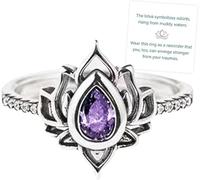 FUCK MY TRAUMA LOTUS RING, Lotus Flower High Polish Tarnish Resistant Zircon Inlaid Inspirational Ring,Unique Lotus Ring,No Mud No Lotus Ring,Jewelry Gifts for Women Sisters (Purple)