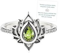 Fuck My Trauma Lotus Ring, S925 Sterling Silver Lotus Flower Ring, Lotus Flower High Polish Tarnish Resistant Zircon Inlaid Inspirational Ring,No Mud No Lotus Dainty Ring (Green)