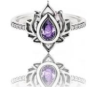 FUCK MY TRAUMA LOTUS RING, Unique Lotus Ring Reminds You to Let Go of Your Trauma in a Playful Way, 925 Sterling Silver No Mud No Lotus Ring for Women (purple)