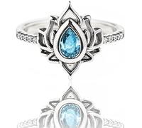 FUCK MY TRAUMA LOTUS RING, Unique Lotus Ring Reminds You to Let Go of Your Trauma in a Playful Way, 925 Sterling Silver No Mud No Lotus Ring for Women (blue)