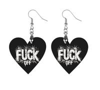 Fuck-Off Earrings Wooden Dangle Earring Drop Earrings Pendants Craft for Women