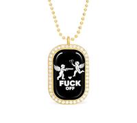 Fuck Off Funny Pendant Necklace for Women Personalized Fashion Jewelry Diamond Necklaces for Wedding Birthday Gold Silver