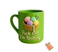 Fuck Off I'm Knitting Mug, Sarcastic Knitter Coffee Cup for Yarn Lovers, Funny Green Ceramics Crochet Coffee Mug, Humor Gift for Crocheters and Knitters, Easy to Clean Craft Hobby Cup (1PCS)
