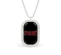 Fuck Off Stamp Funny Pendant Necklace for Women Personalized Fashion Jewelry Diamond Necklaces for Wedding Birthday Gold Silver