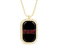 Fuck Off Stamp Funny Pendant Necklace for Women Personalized Fashion Jewelry Diamond Necklaces for Wedding Birthday Gold Silver