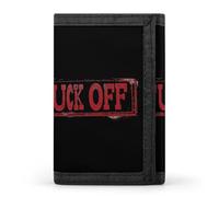 Fuck Off Stamp Printed Tri-fold Wallets Front Pocket Holder Money Clips with ID Credit Card Slots for Man Women