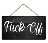 Fuck Off Wood Hanging Funny Signs Decorative Wall Pediments Rustic Wooden Door Sign Ornament for Holidays Home Kitchen Office Decor 8x12 inch Positive Affirmations Wall Art