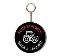 Fuck STARMER - Back A Farmer - Black Background - 58mm Keyring Bottle Opener