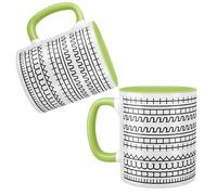Fuck This Shit Hidden Message Pattern Ceramic Mug, 11oz Coffee Cup, Adult Novelty Office Humour Design, Black and White (Light Green)