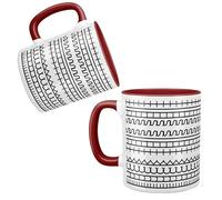Fuck This Shit Hidden Message Pattern Ceramic Mug, 11oz Coffee Cup, Adult Novelty Office Humour Design, Black and White (Dark Red)