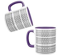 Fuck This Shit Hidden Message Pattern Ceramic Mug, 11oz Coffee Cup, Adult Novelty Office Humour Design, Black and White (Purple)