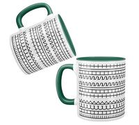 Fuck This Shit Hidden Message Pattern Ceramic Mug, 11oz Coffee Cup, Adult Novelty Office Humour Design, Black and White (Dark Green)