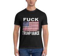 Fuck Trump Vance Anti Donald Trump Vance Men's T-Shirt Classic Short Sleeve Tees Cotton Shirt Black