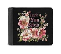Fuck You Bitch Men's Wallet Bifold RFID Blocking Wallet Slim Billfold Pocket with Card Holders for Women