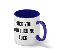 Fuck You Fucking Fuck Inspired Samantha Chaitanya Divorce White Coffee Mug with Blue Rim & Handle