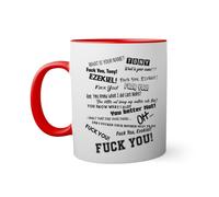 Fuck You Tony and Ezekiel Meme Red Coloured Inside with Matching Handle Mug 330ml