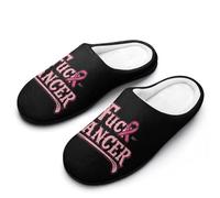 Fuck1 Cancer Funny Men's Cotton Slippers Shoes Novelty Soft Non-Slip Sole Home Shoe
