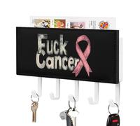 Fuck1 Cancer Wall Mounted Key Holder with 5 Key Hooks Hanging Mail Organizer Rack for Entryway