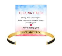 Fucking Fierce Cuff Bracelet for Women，Black Gold