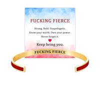 Fucking Fierce Cuff Bracelet for Women，Red Gold