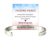 Fucking Fierce Cuff Bracelet for Women，Silver