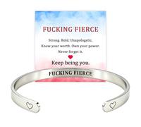 Fucking Fierce Cuff Bracelet for Women，Silver Heart