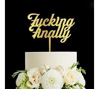 Fucking Finally Cake Topper, Wedding Cake Topper ,Rehearsal Cake Topper,Anniversary Cake Topper,Best Wedding Party Supplies (Fucking Finally), Gold