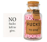 Fucks to Give Jar Gift(7oz) | Pink Fuck Wooden Letters | Funny Swear Jar Gag Gifts for Men, Women, Birthday Day, Holiday, Thanksgiving, Christmas, White Elephant | Stress Relief Office & Home Decor