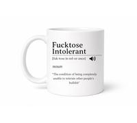 Fucktose Intolerant Mug - Funny Definition Style Coffee Cup - Sarcastic Gift for Workmates, Friends & People with Zero Tolerance