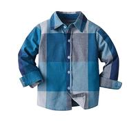 Fucouture Kids Toddler Baby Boys Autumn Winter Plaid Cotton Long Sleeve Cardigan Jacket Clothes Youth Boys Winter Jacket Winter Coat Plaid Shirts Hooded Jackets (c-Sky Blue, 5-6 Years)