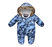 Fucouture Toddler Kids Infant Girls Boys Cute Prints Cartoon Hooded Romper Jumpsuit Snowsuit Winter Warm Outwear Outfits Clothes for Baby Girls (Camouflage, 0-3 Months)