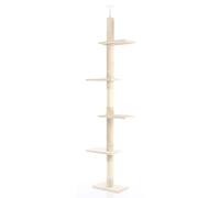 Fudajo Cat Tree Beige Floor-to-ceiling 230-276cm Scratching Post Height-adjustable 4 Levels, Sisal