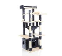 Fudajo Cat Tree Dark Grey Scratching Tree 134cm High Climbing Tree with Cat House and Hammock