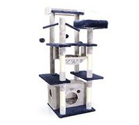 Fudajo Cat Tree Light Grey Scratching Tree 134cm High Climbing Tree with Cat House and Hammock