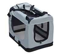 Fudajo Foldable Carrier in Grey for Dogs, Cats, and Pets, Size L (70x52x50cm), Handle, Fleece Mat